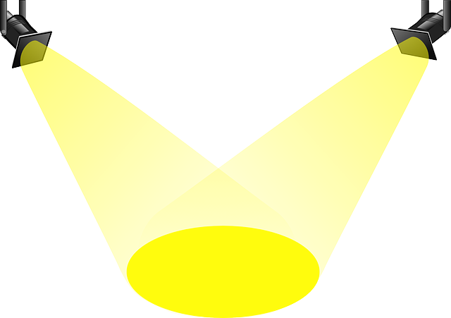 two spotlights focusing on one area