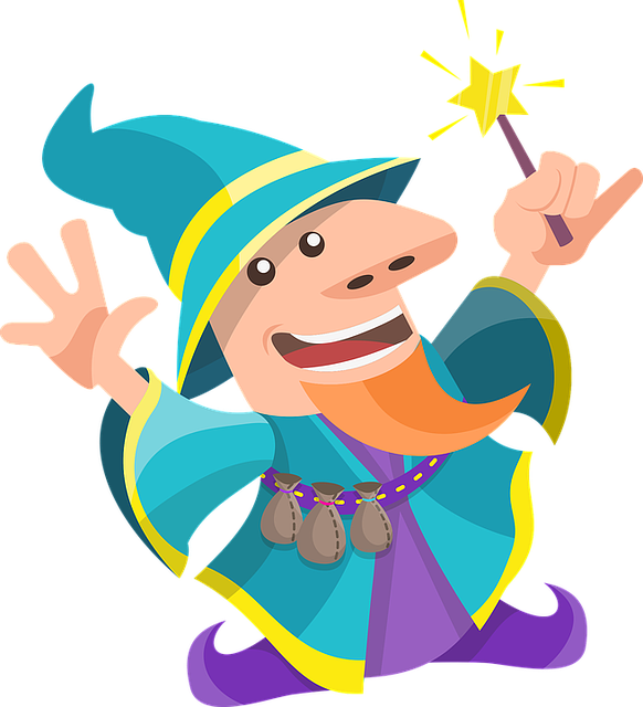 a wizard with a magic wand