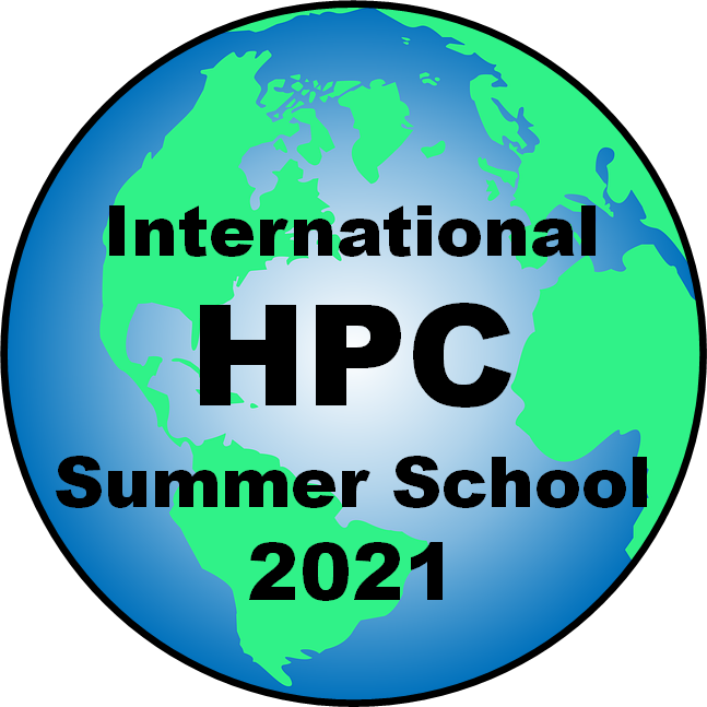 Image of the summer school badge - earth with text International HPC Summer School 2021.